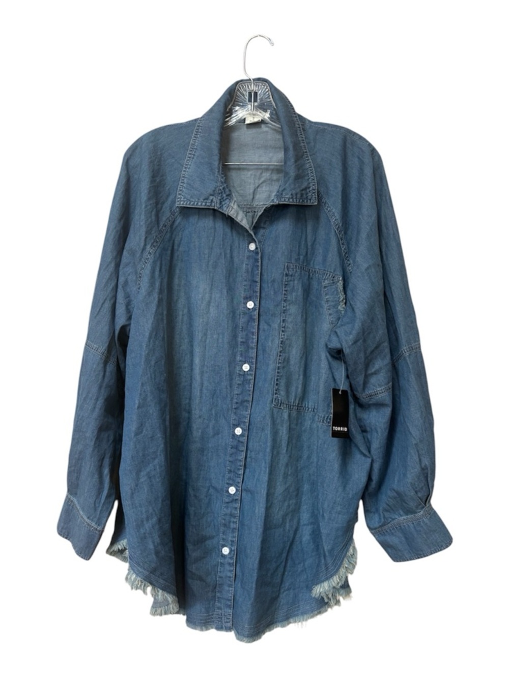 NWT Torrid 2X Oversized Denim Shirt Raw Hem 90s Y2K Grunge